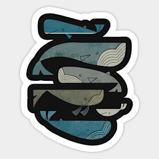 Retro Whale Pod Sticker